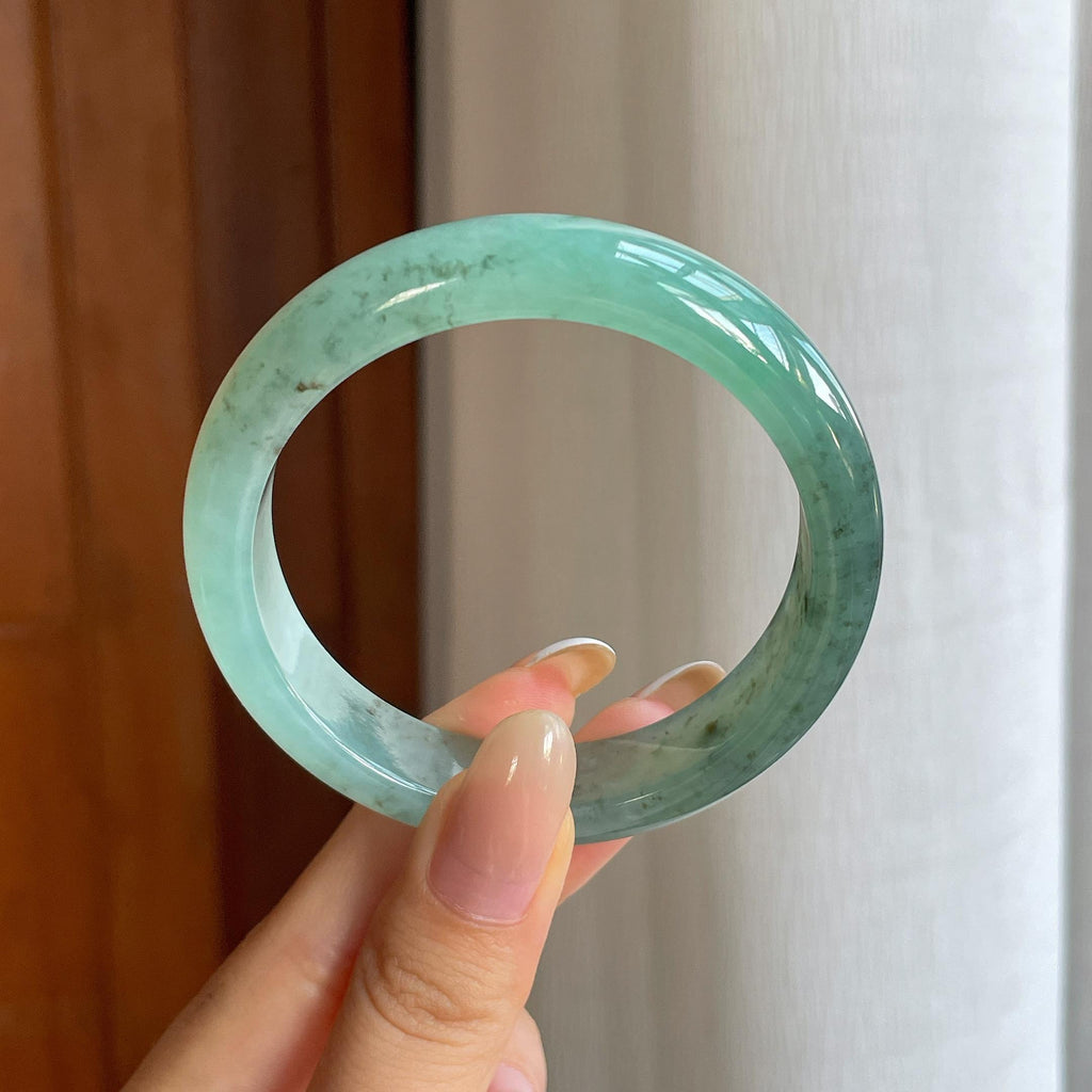 冰种飘花翡翠平安镯（55mm)（yc415374）