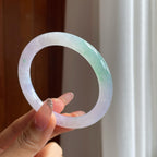 冰种春底带色翡翠美人条圆条手镯（53.6mm）（yc361749）