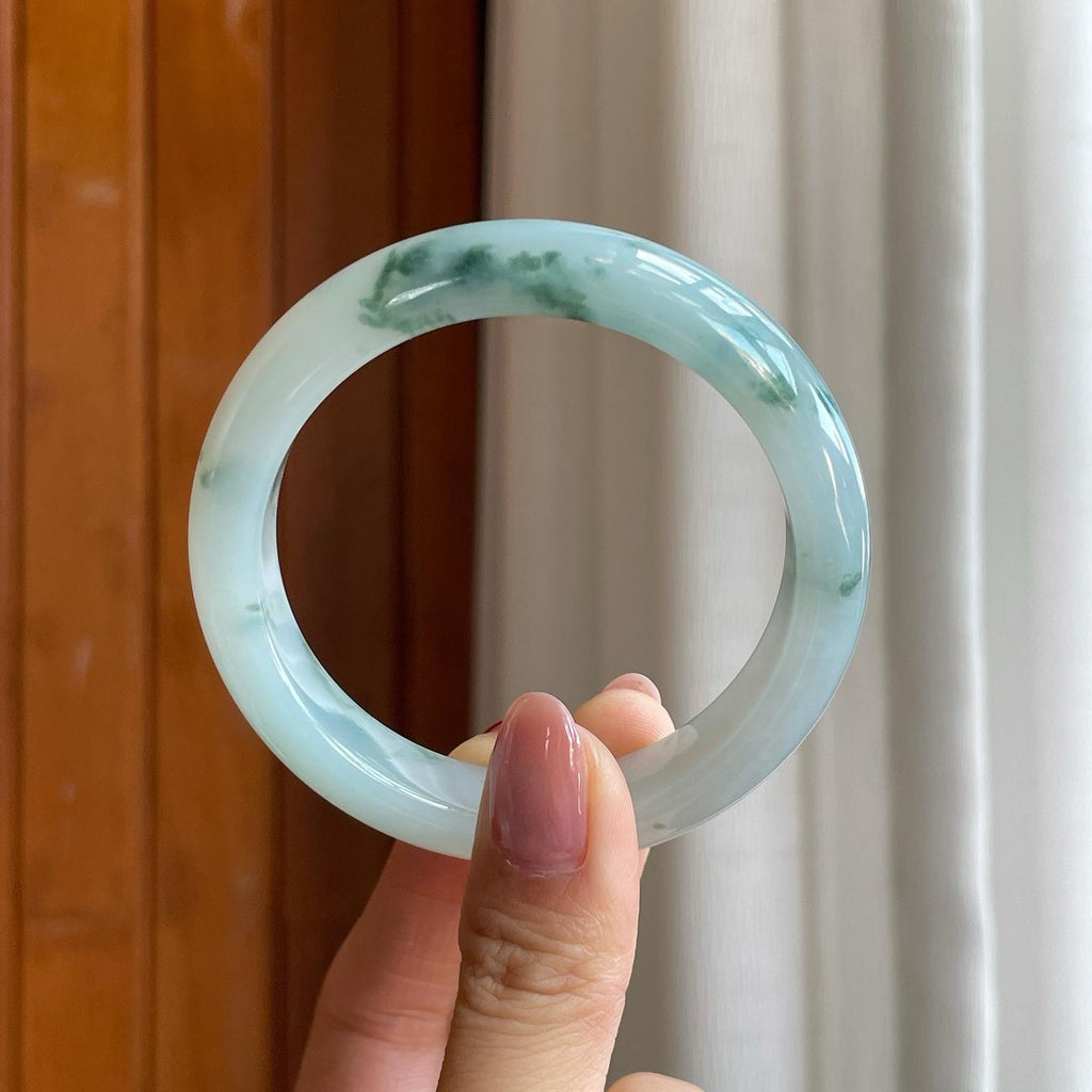 糯冰飘花翡翠平安镯（54.6mm）（yc301444）