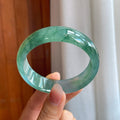 冰种飘花翡翠宽版平安镯（58mm）（yc310941）