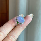 18k金钻镶糯冰种紫罗兰翡翠蛋面戒指（yc266567）