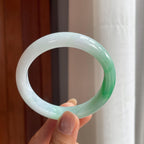 糯冰带色翡翠平安镯（57mm）（yc404831）