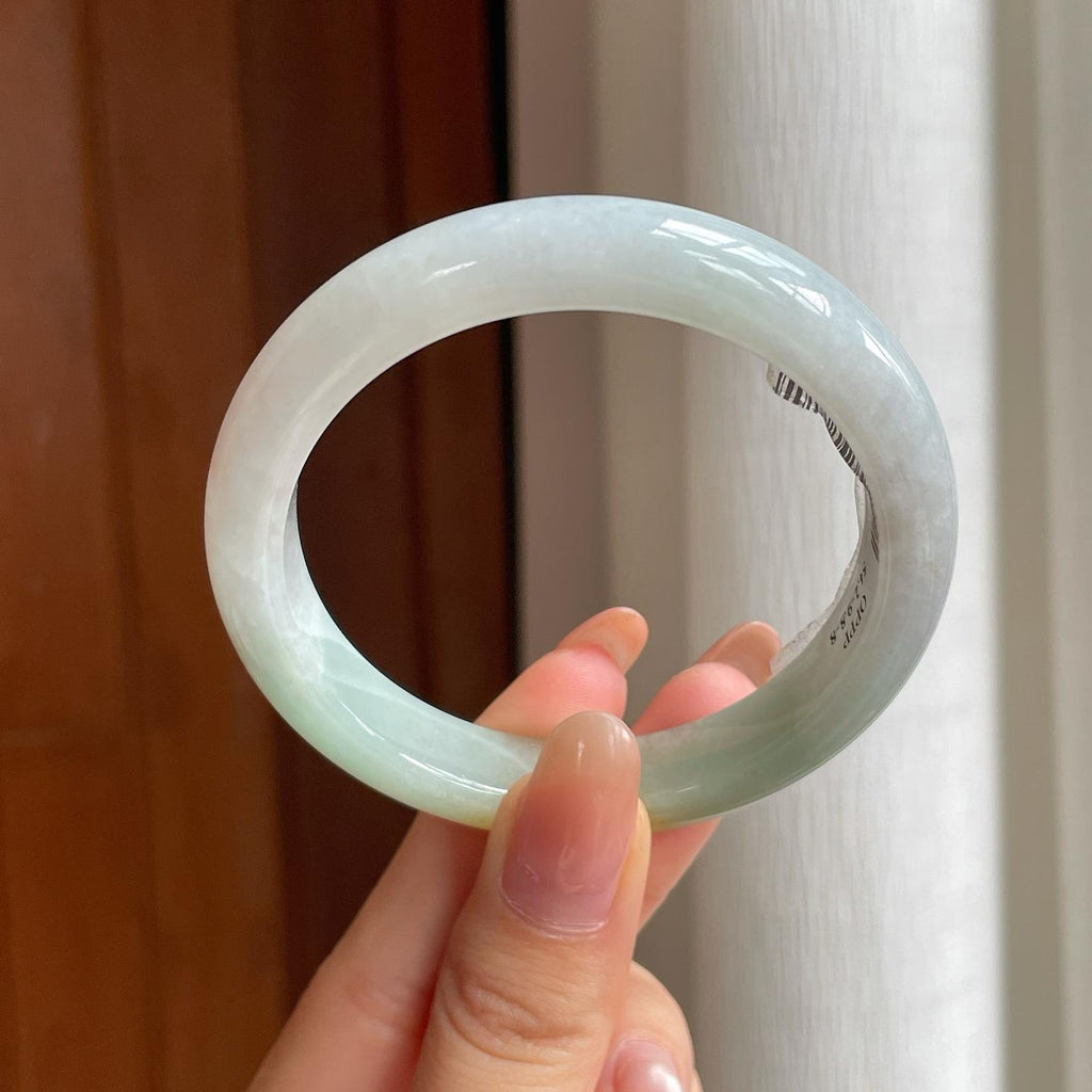 糯冰黄加绿翡翠平安镯（53.6mm)（yc365764）