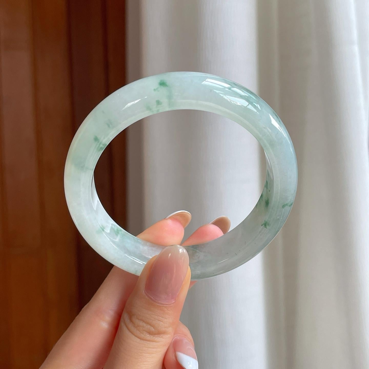 糯冰飘花翡翠平安镯（56.5mm)（yc380330）
