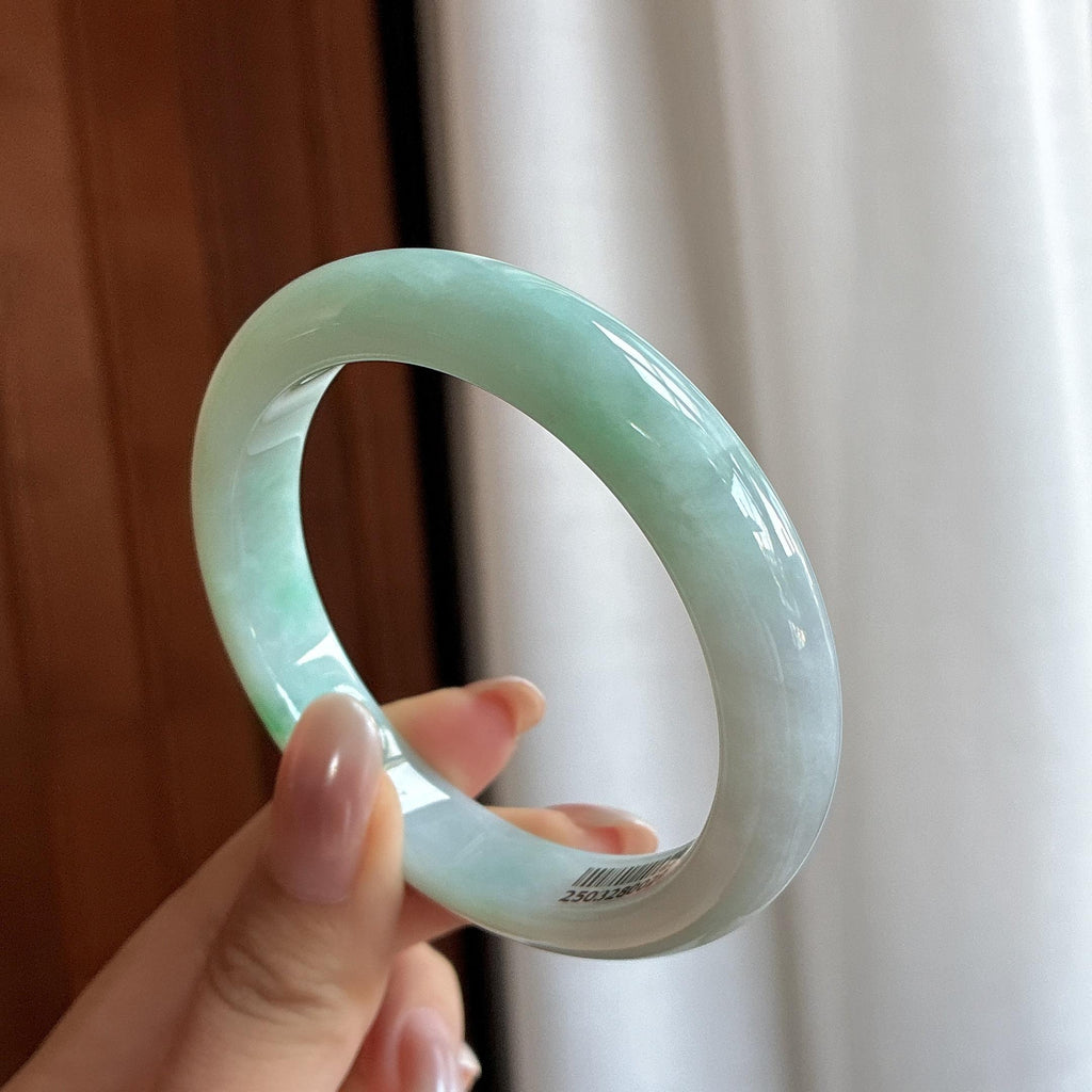 糯冰飘绿花正圈平安镯 57圈（yc726438）