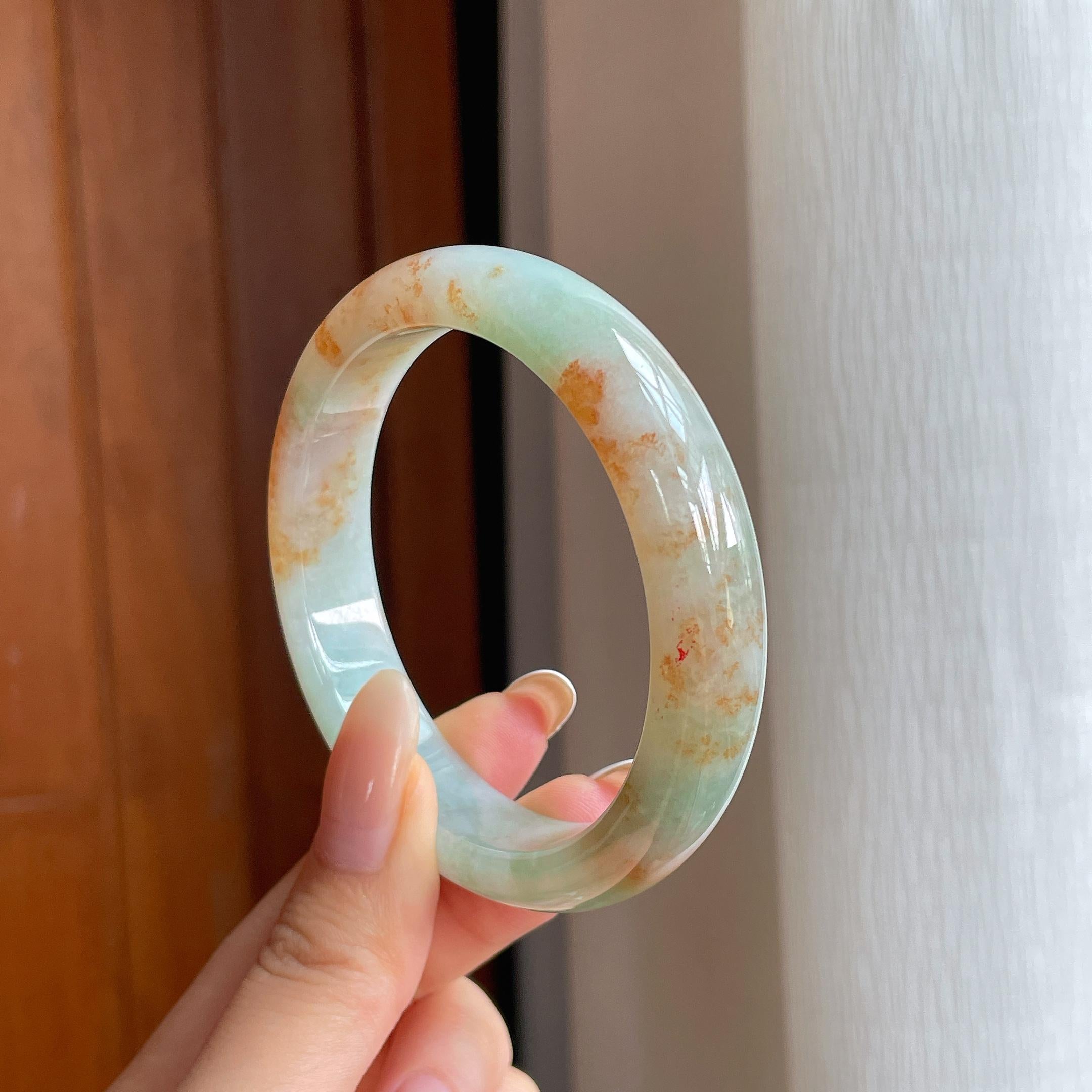 糯冰特色翡翠平安镯（56.6mm)（yc419564）