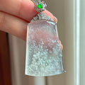 18k金镶冰玻种雪花棉翡翠山水牌（yc428130）
