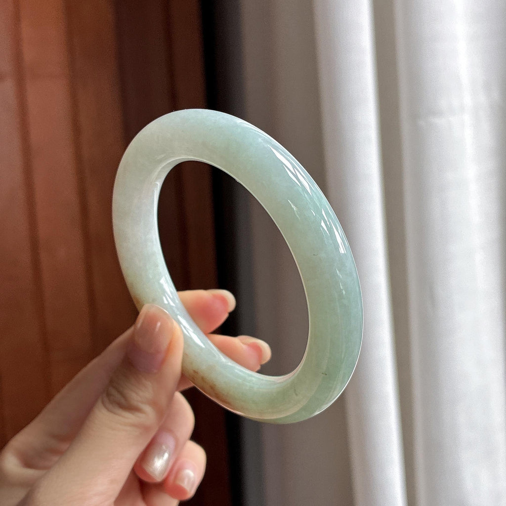 细糯种红翡特色圆条手镯 57圈 天然缅甸A货翡翠（yc484586）