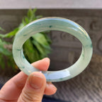 细糯种飘绿花正圈平安镯54.4圈口 天然缅甸A货翡翠（yc330287）