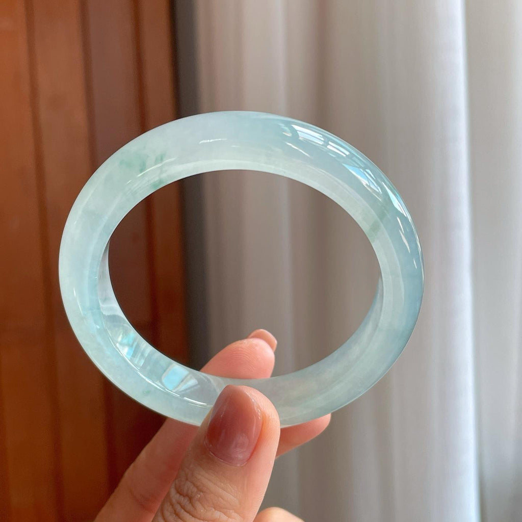冰种飘花翡翠平安镯（57mm）（yc279360）