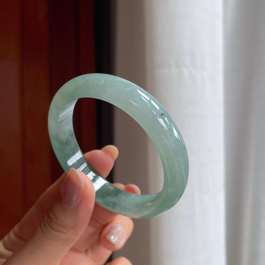 冰种半山半水翡翠平安镯（52.5mm）（yc423118）