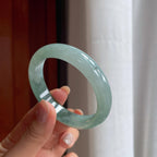 冰种半山半水翡翠平安镯（52.5mm）（yc423118）