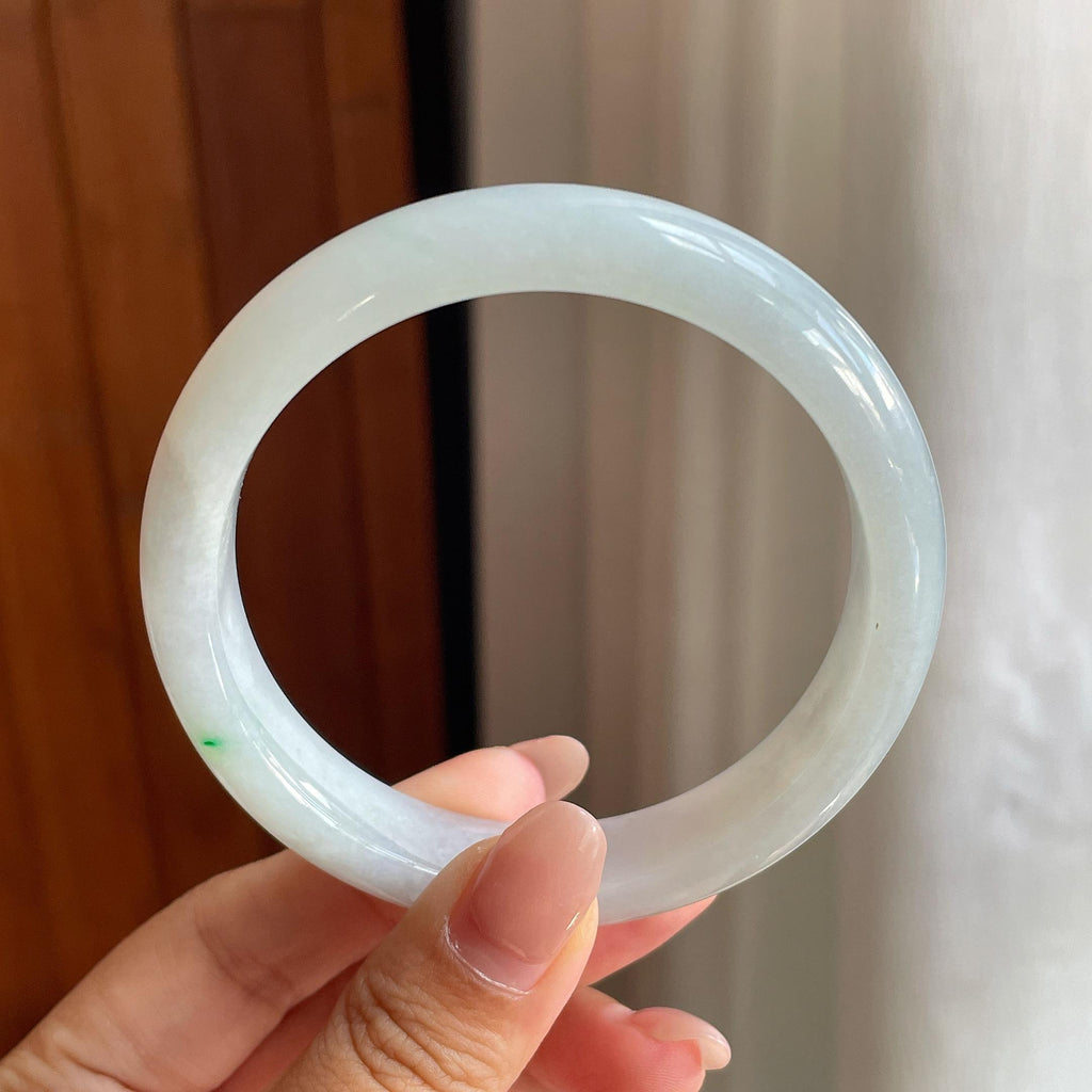 细糯冰带一抹翠绿正圈平安镯 57圈（yc711643）