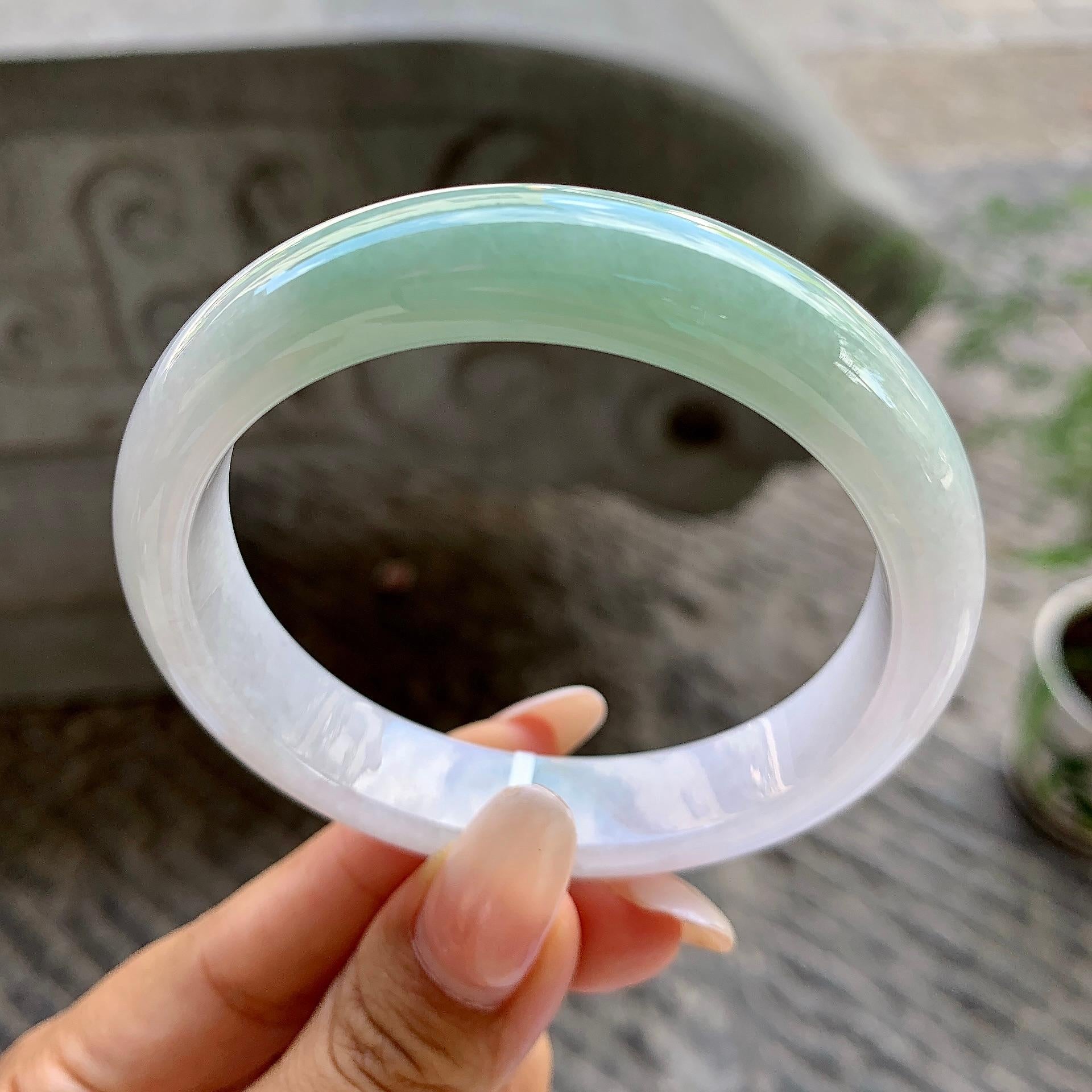 细糯种飘绿平安镯（57.2mm）（yc202388）