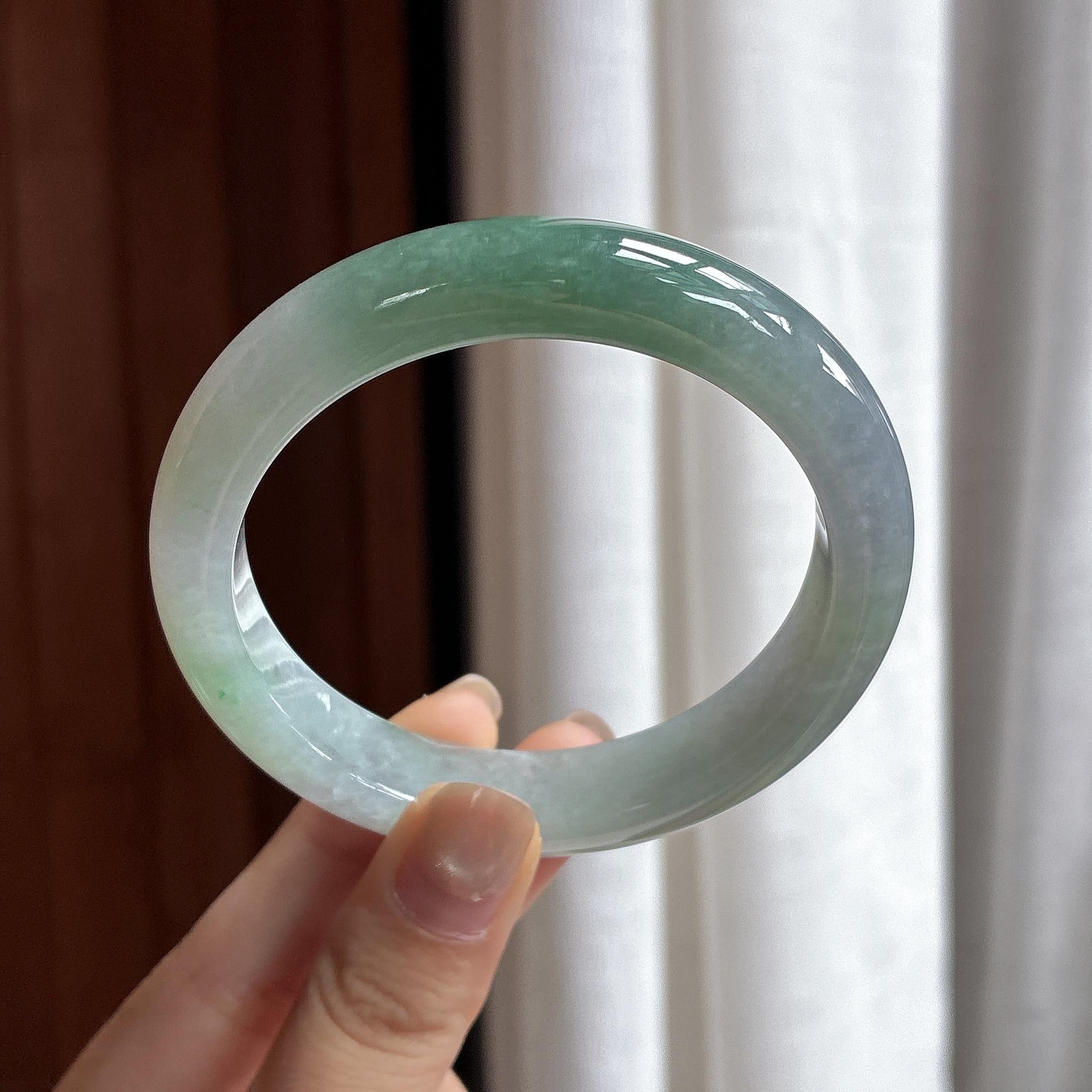 细糯种湖水绿正圈平安镯 58圈 天然缅甸A货翡翠（yc481639）