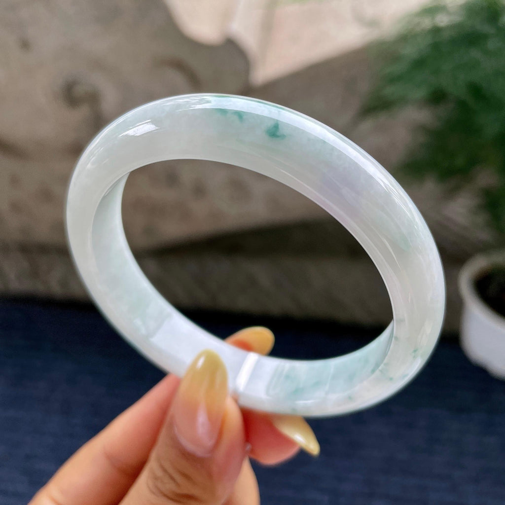细糯种飘花正圈平安镯56.3圈 天然缅甸A货翡翠（yc481925）