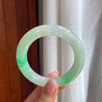 糯冰带色圆条翡翠手镯（56.3mm）（yc414703）