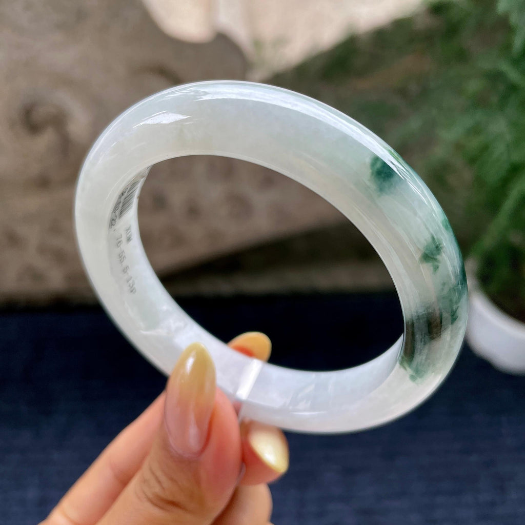 细糯种飘花正圈平安镯55.7圈 天然缅甸A货翡翠（yc464070）