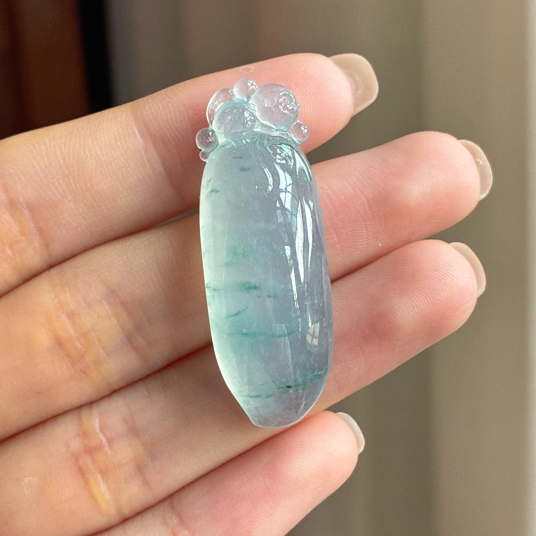 18k金镶冰种飘花翡翠福瓜天然缅甸A货翡翠（yc436973）