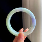 糯冰飘花带紫翡翠平安镯（57.5mm）（yc346536）