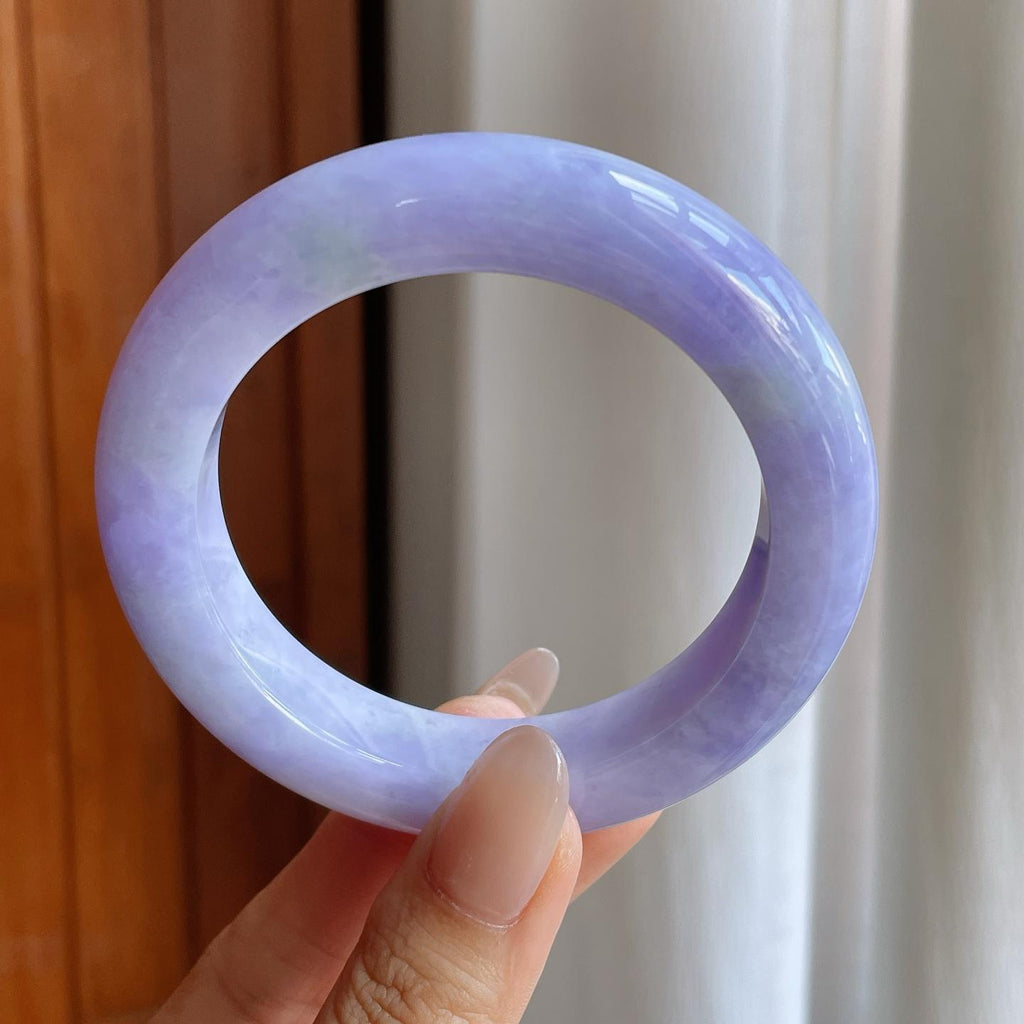 糯种紫罗兰翡翠平安镯（58.3mm）（yc242098）