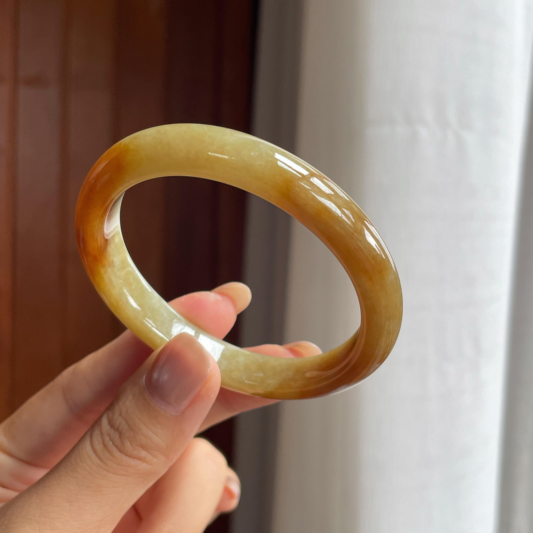 糯冰黄翡翡翠贵妃镯(55mm)（yc423155）