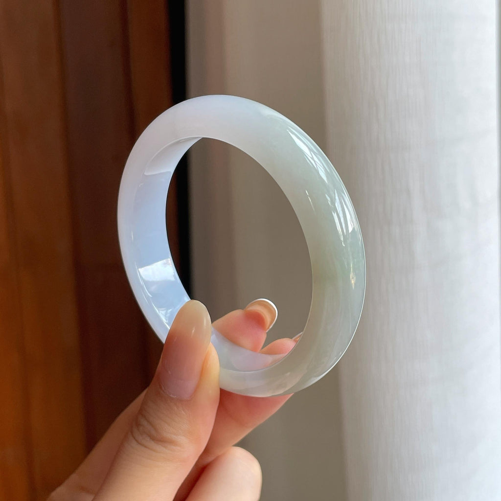 糯冰黄翡翡翠平安镯（53mm)（yc419709）