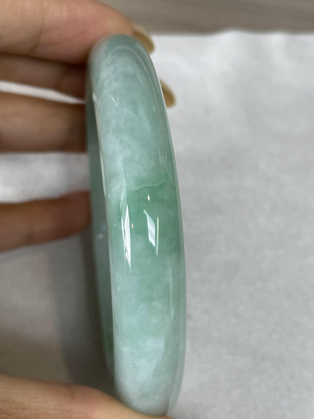 细糯种晴底正圈平安镯57.3圈        天然缅甸A货翡翠（yc457001）