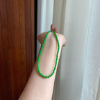 糯冰满绿翡翠珠串珠链（yc342534）