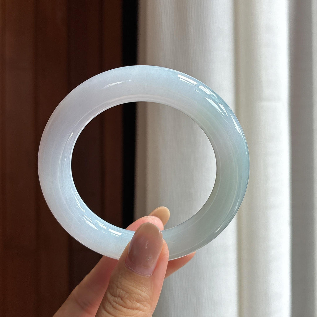 糯冰淡春彩翡翠圆条手镯（54mm）（yc420194）