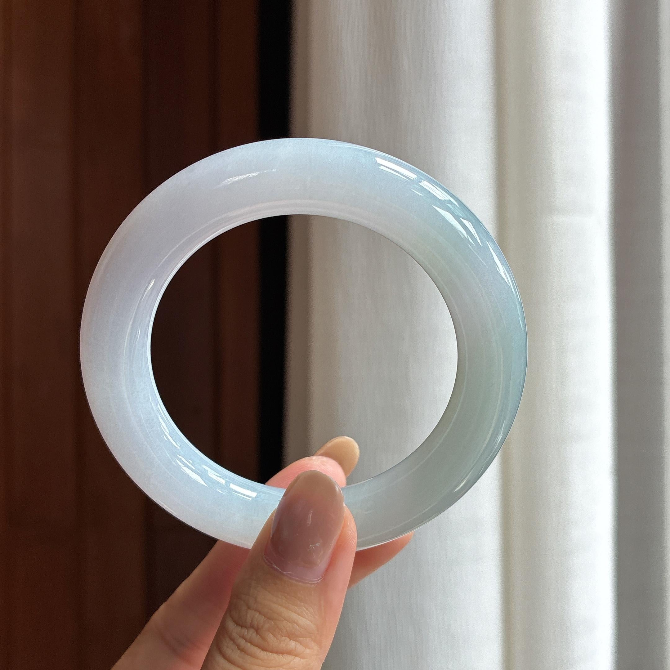 糯冰淡春彩翡翠圆条手镯（54mm）（yc420194）
