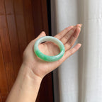 糯冰带色翡翠平安镯(54mm)（yc415368）