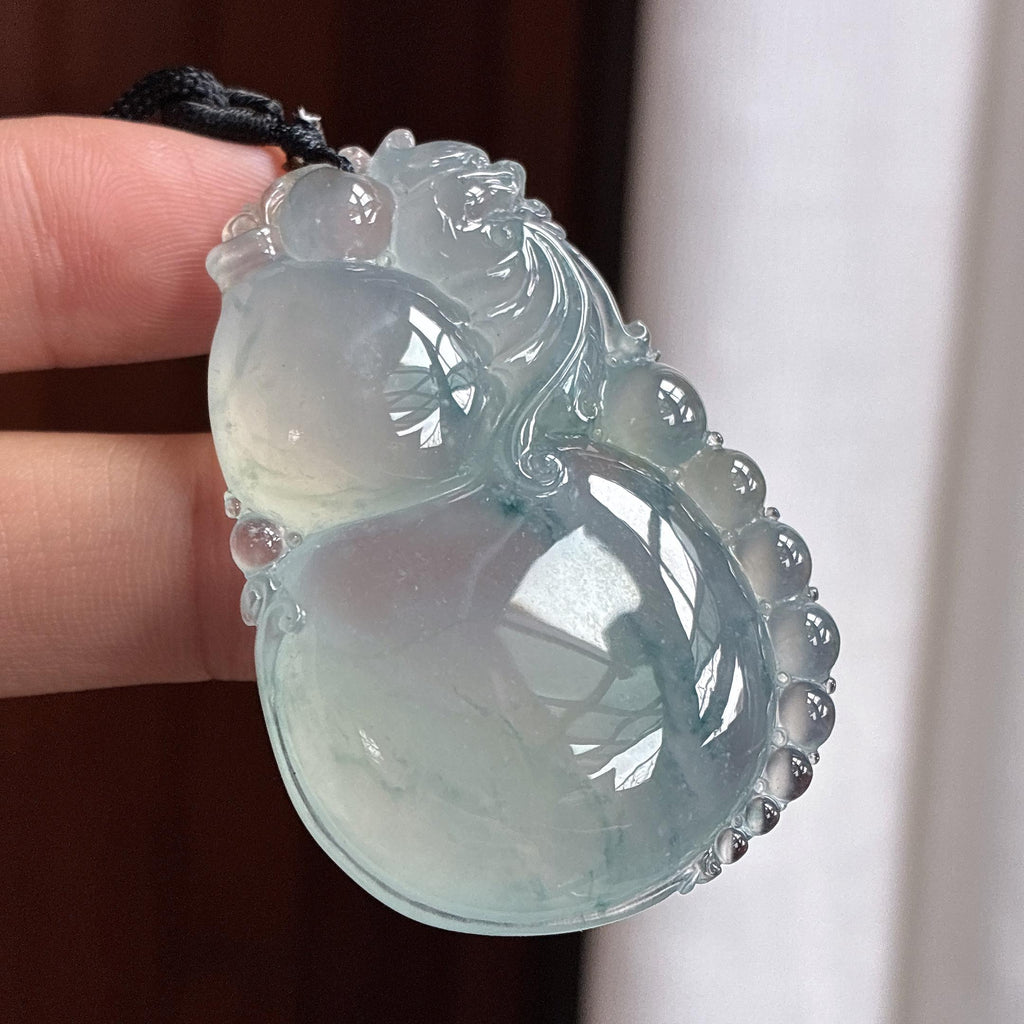 冰种飘花葫芦挂件 天然缅甸A货翡翠（yc465167）