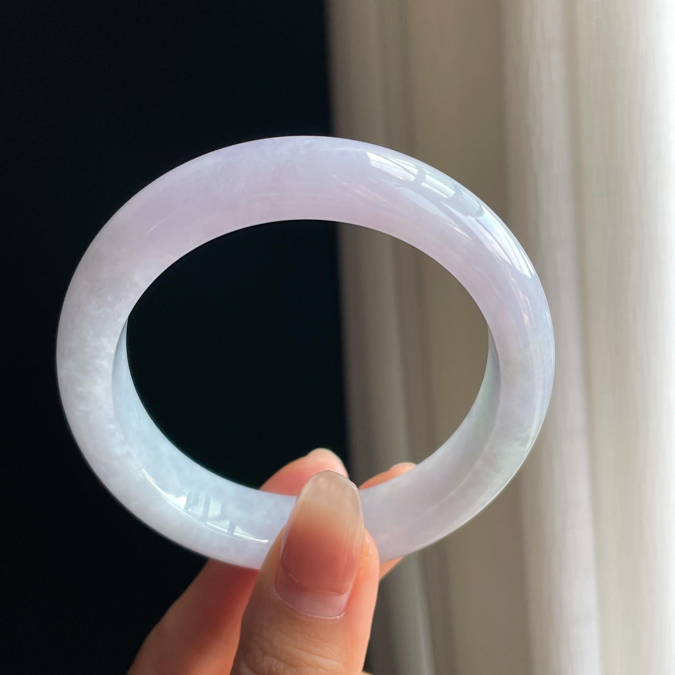 糯冰淡紫罗兰翡翠平安镯（55.8mm）（yc343930）
