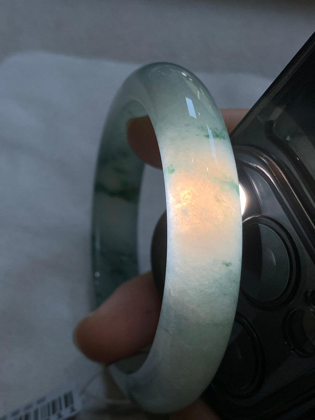 糯冰种飘花平安镯（55.4mm）（yc310093）