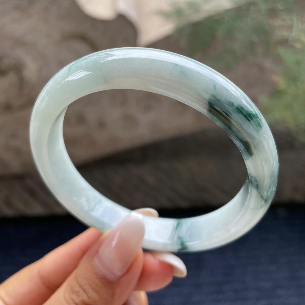 大圈口     细糯种飘花正圈平安镯59.2圈     天然缅甸A货翡翠（yc421244）