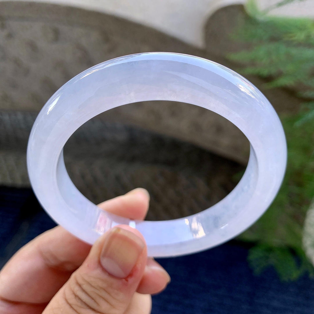 糯冰种淡紫罗兰平安镯（57mm）（yc249436）