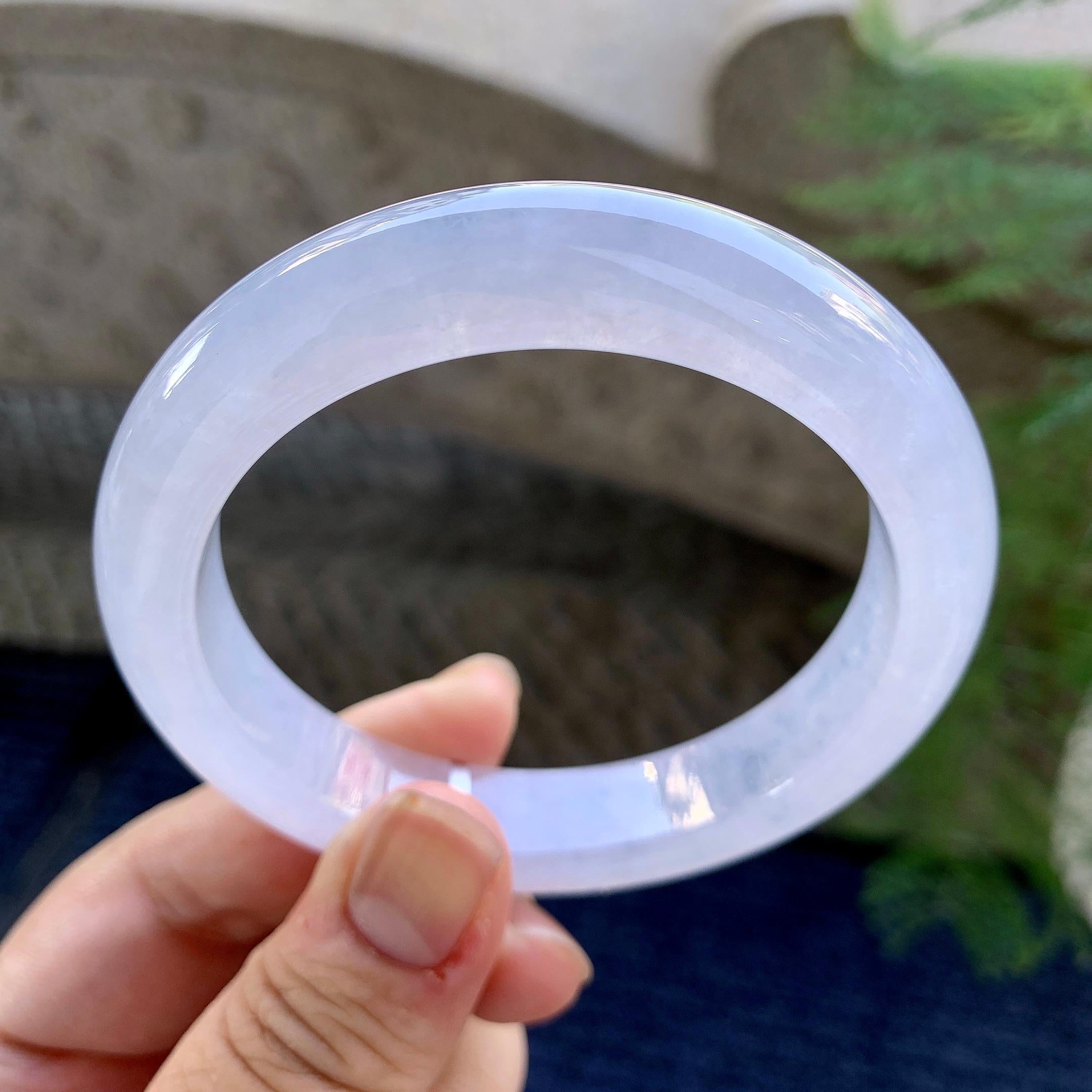 糯冰种淡紫罗兰平安镯（57mm）（yc249436）