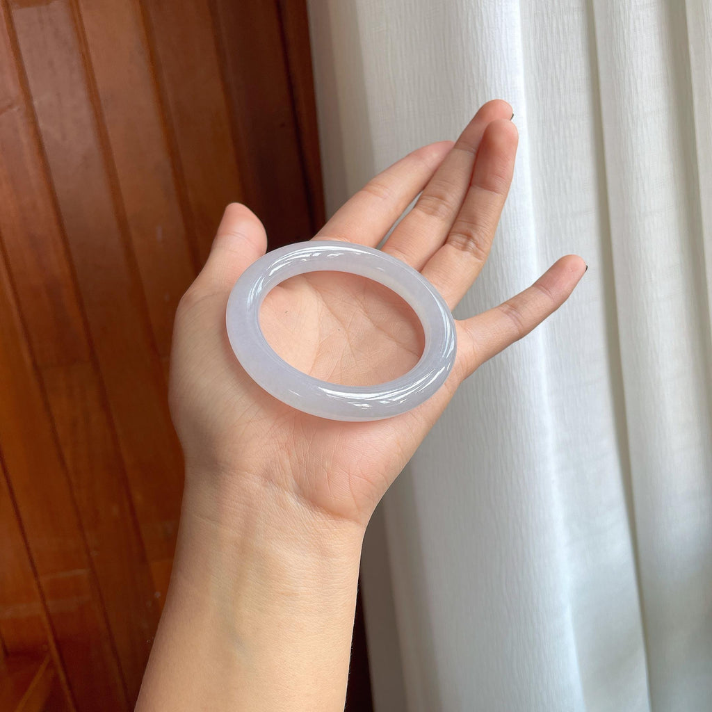 冰种圆条翡翠手镯（52mm）（yc286196）