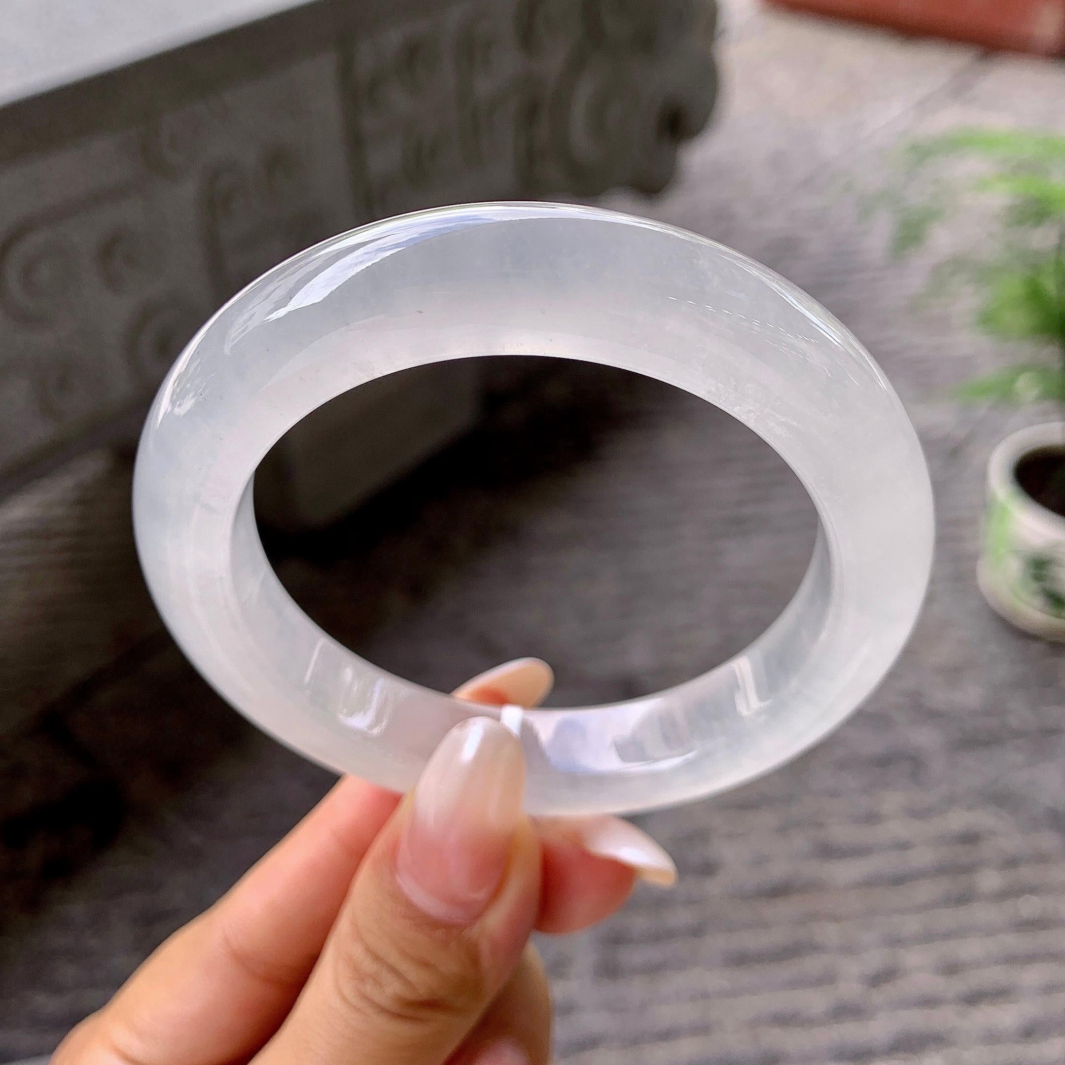 糯冰种无色平安镯（56.8mm）（yc203706）