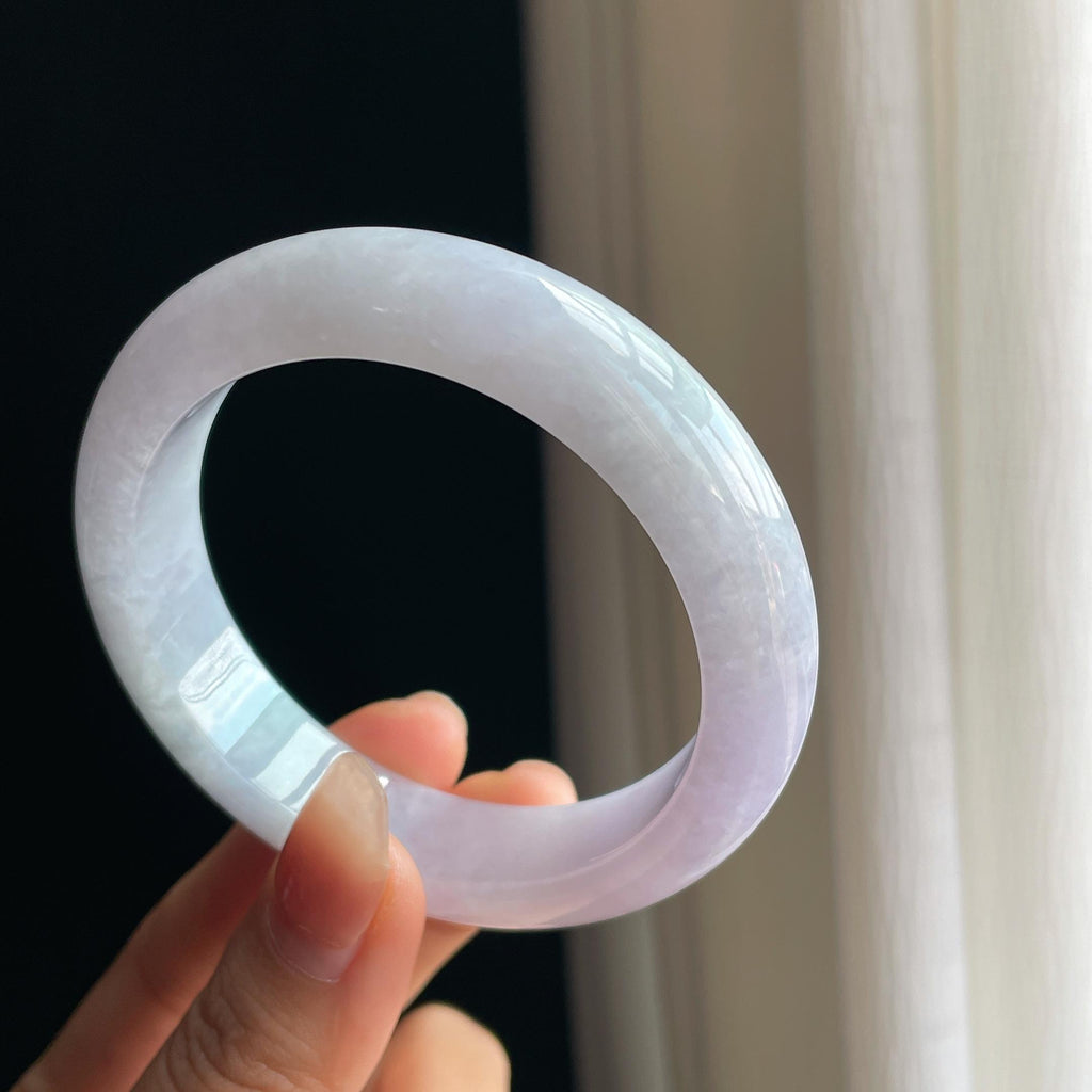 糯冰淡紫罗兰翡翠平安镯（55.8mm）（yc343930）