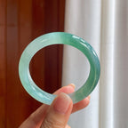 冰种湖水绿翡翠平安镯（52mm）（yc397212）