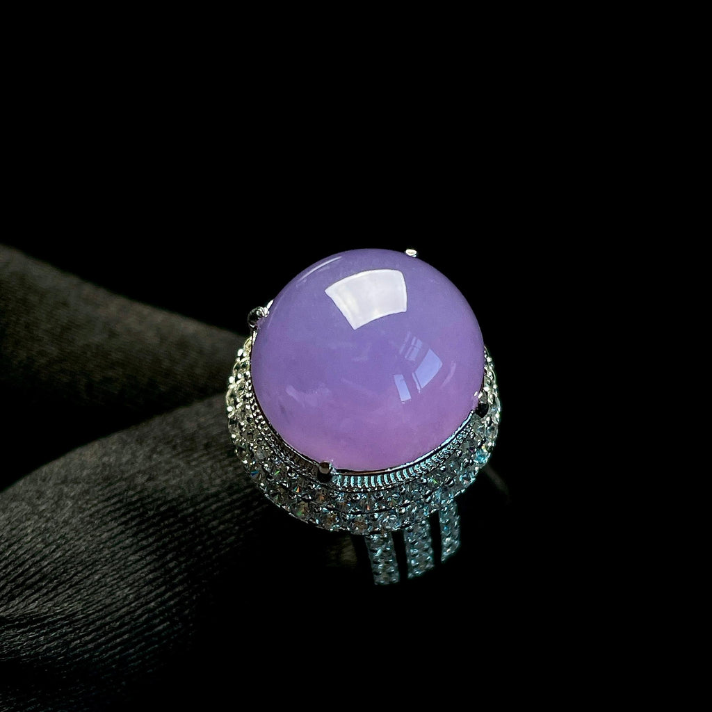 铜托糯冰紫罗兰翡翠蛋面一套（yc266467）