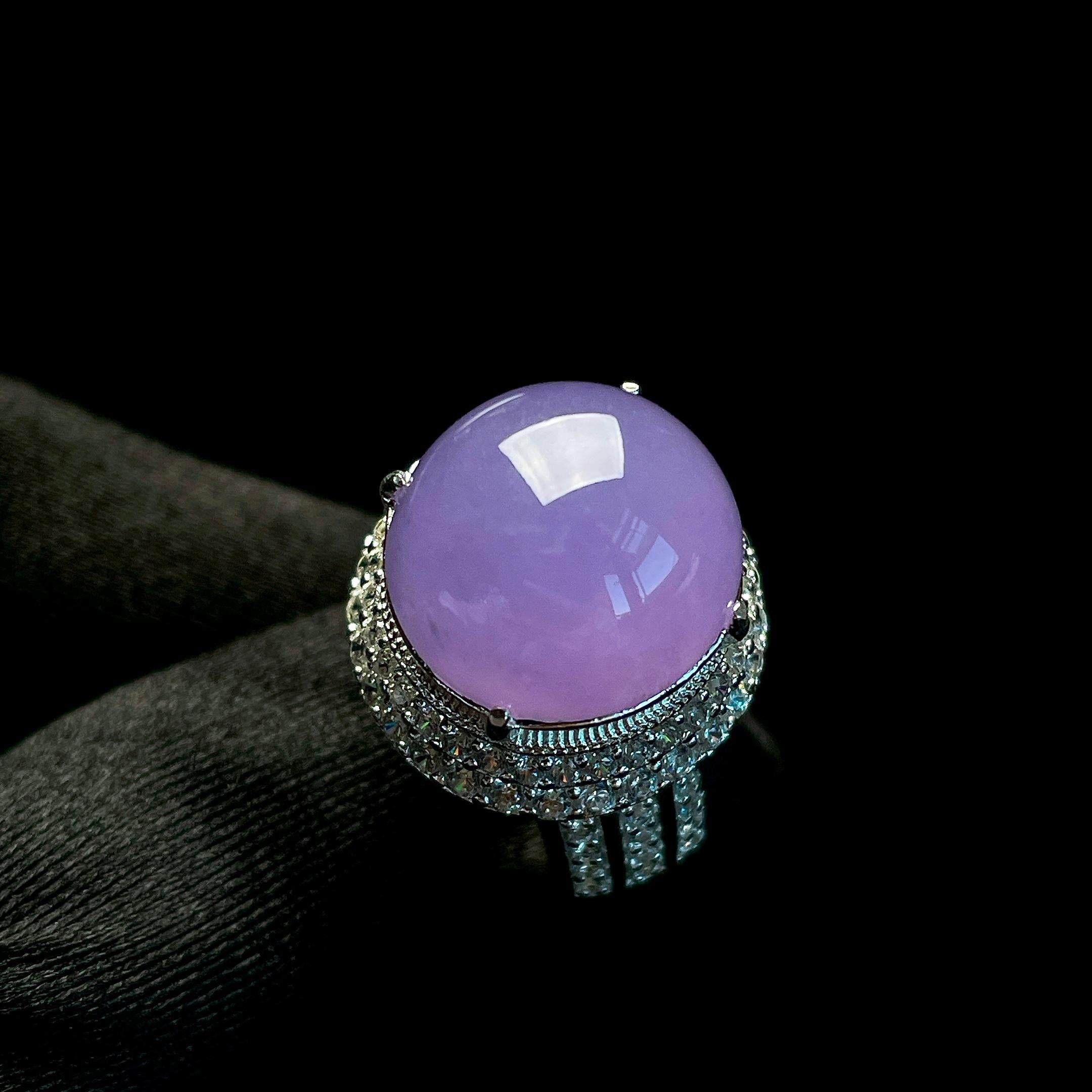 铜托糯冰紫罗兰翡翠蛋面一套（yc266467）