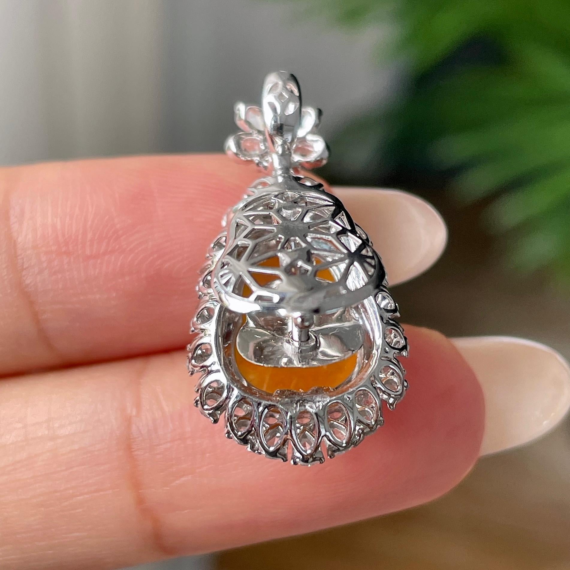 18k金钻镶冰种黄翡葫芦吊坠       天然缅甸A货翡翠（yc409680）
