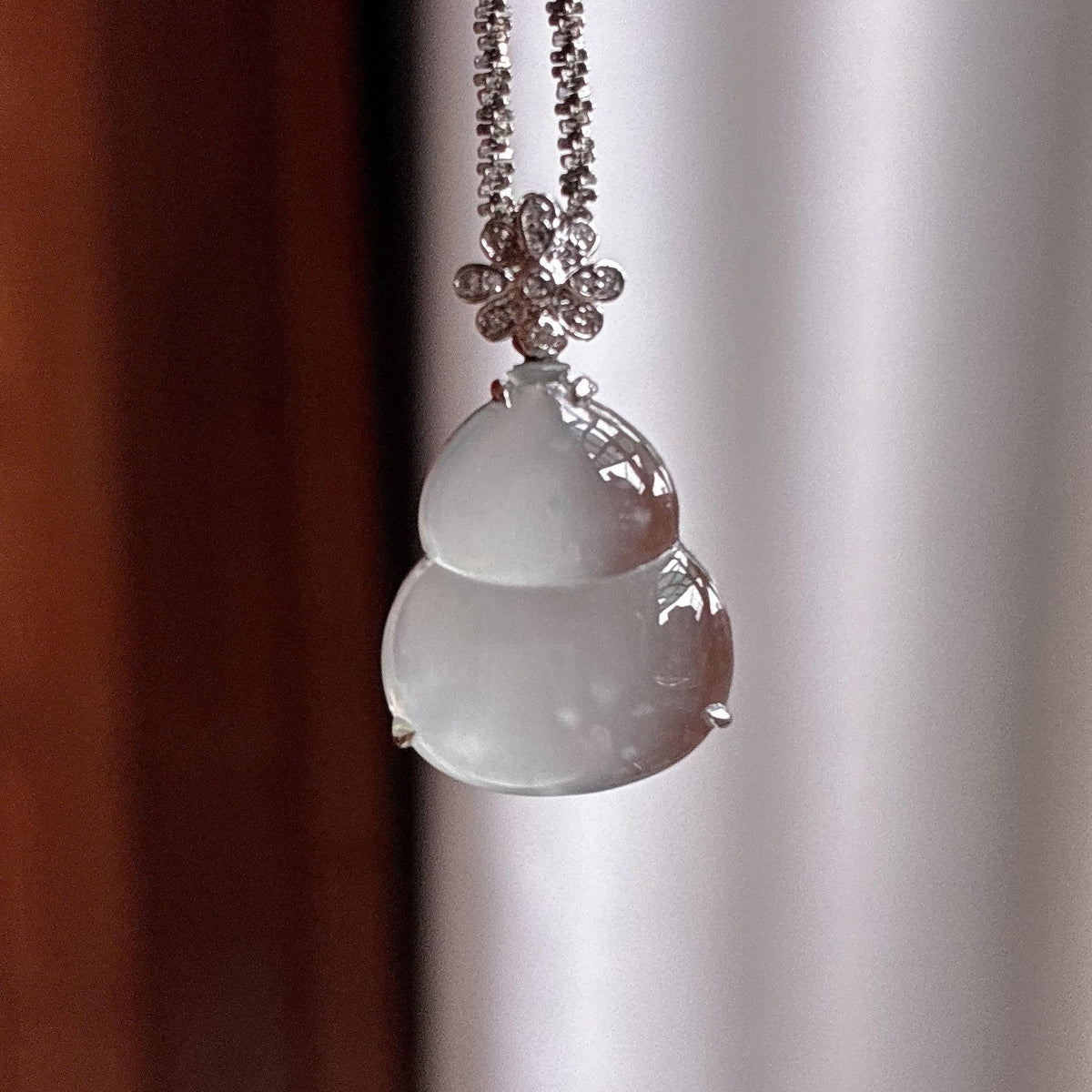 18k金镶冰种雪花棉葫芦挂件（yc765886）