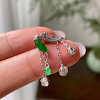 18k金钻镶糯冰种满绿随型耳钉   天然缅甸A货翡翠（yc319045）