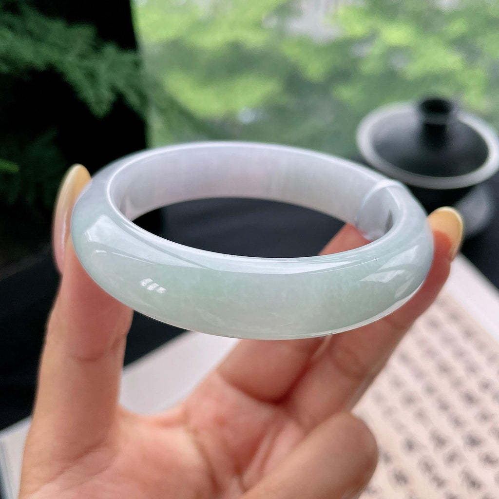 细糯种淡春彩正圈平安镯55.1圈 天然缅甸A货翡翠（yc473070）