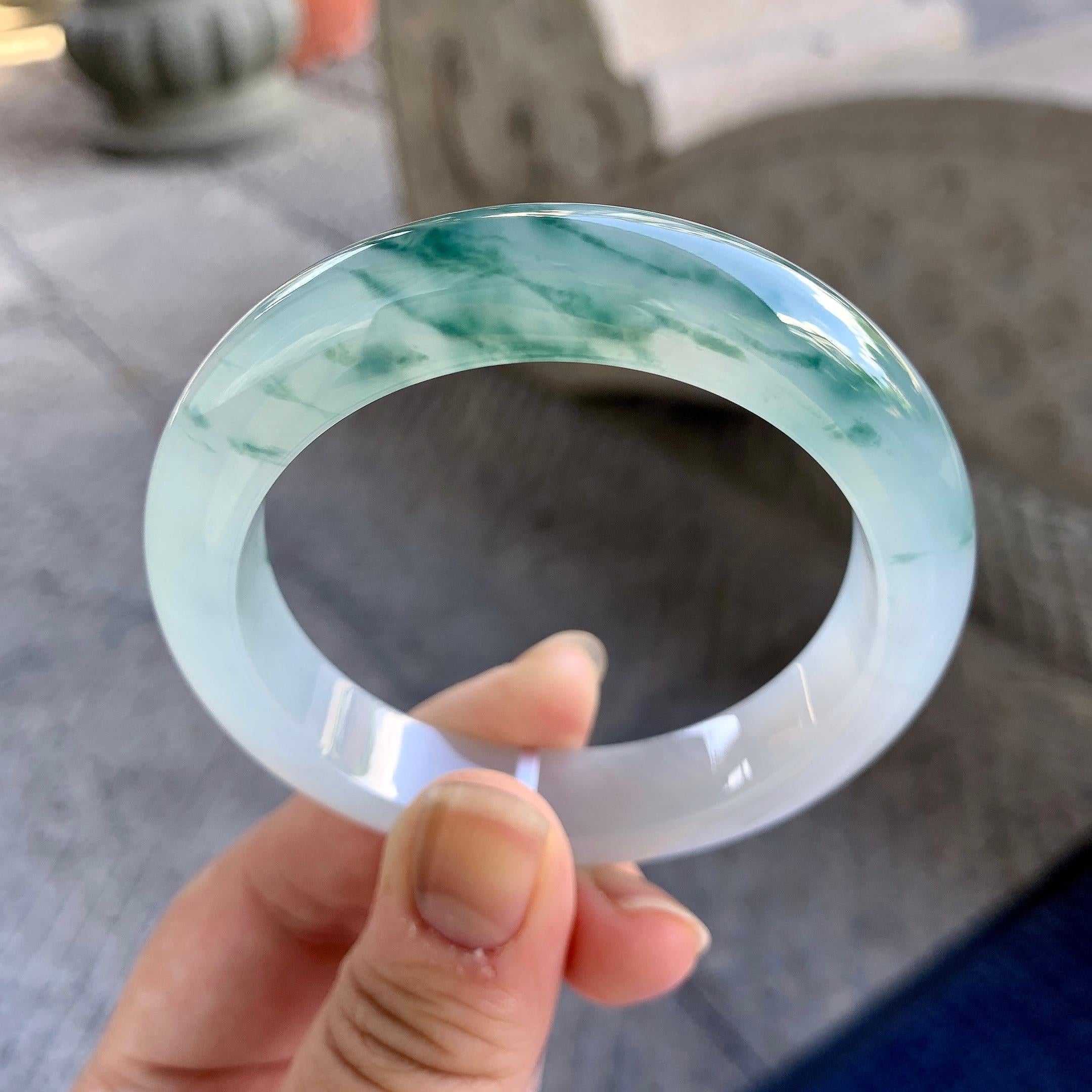 糯冰种飘花平安镯（53.6mm）（yc223265）