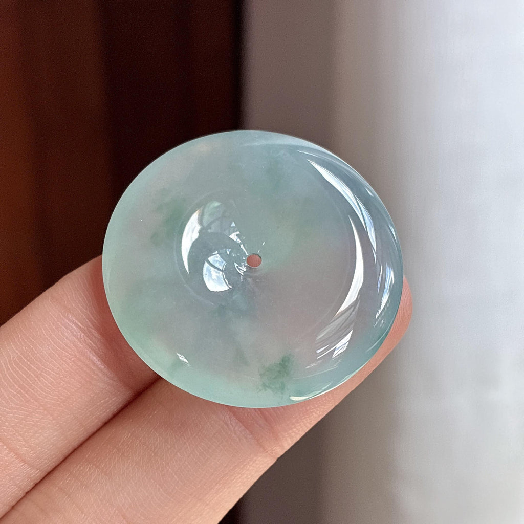 糯冰飘花平安扣挂件 天然缅甸A货翡翠（yc480956）
